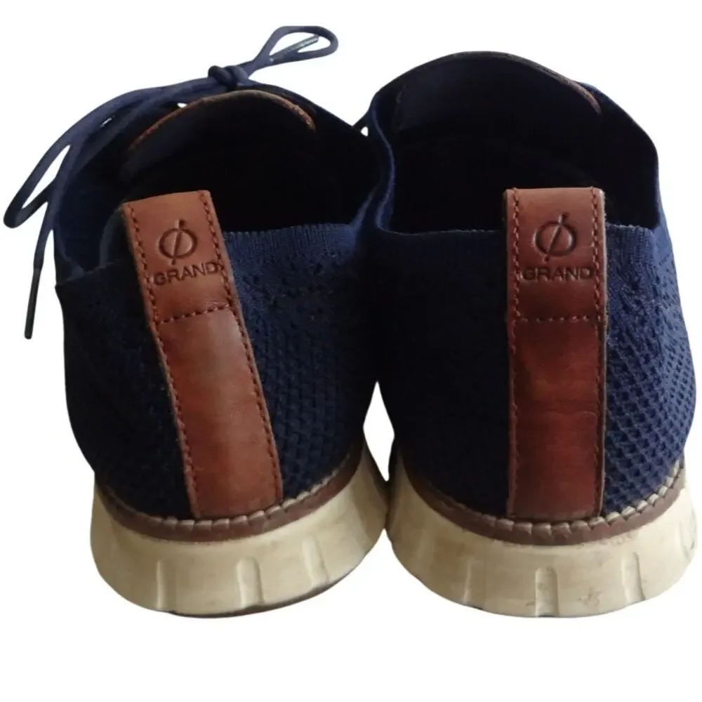Cole Haan Navy Blue Zerogrand Stichlite Wingtip Oxford Knit Shoe Sneaker Men 9.5